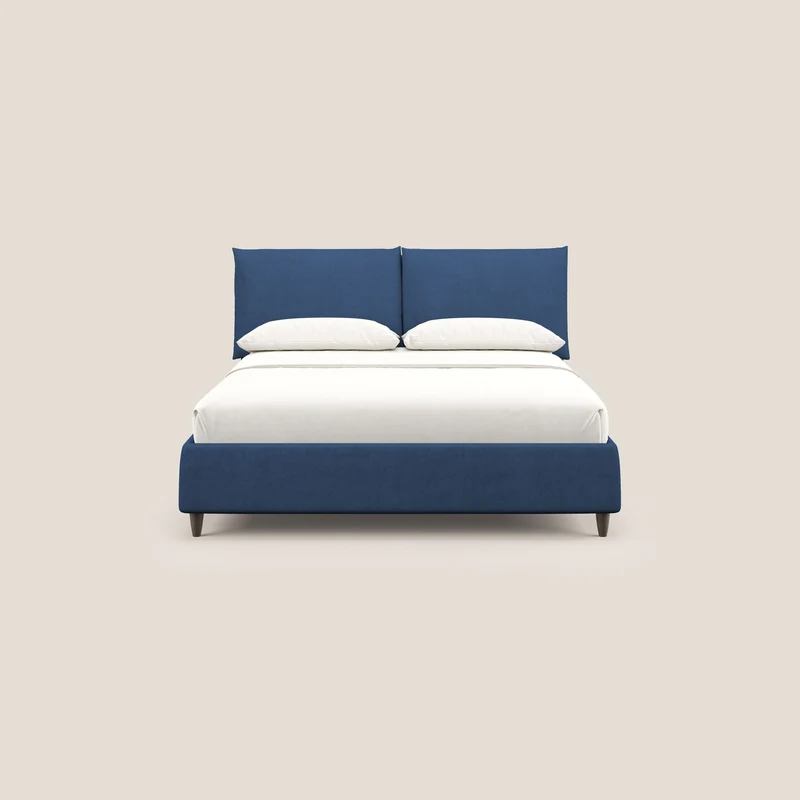 Mariana lit coffre avec coussins en tissu imperméable T02 bleu