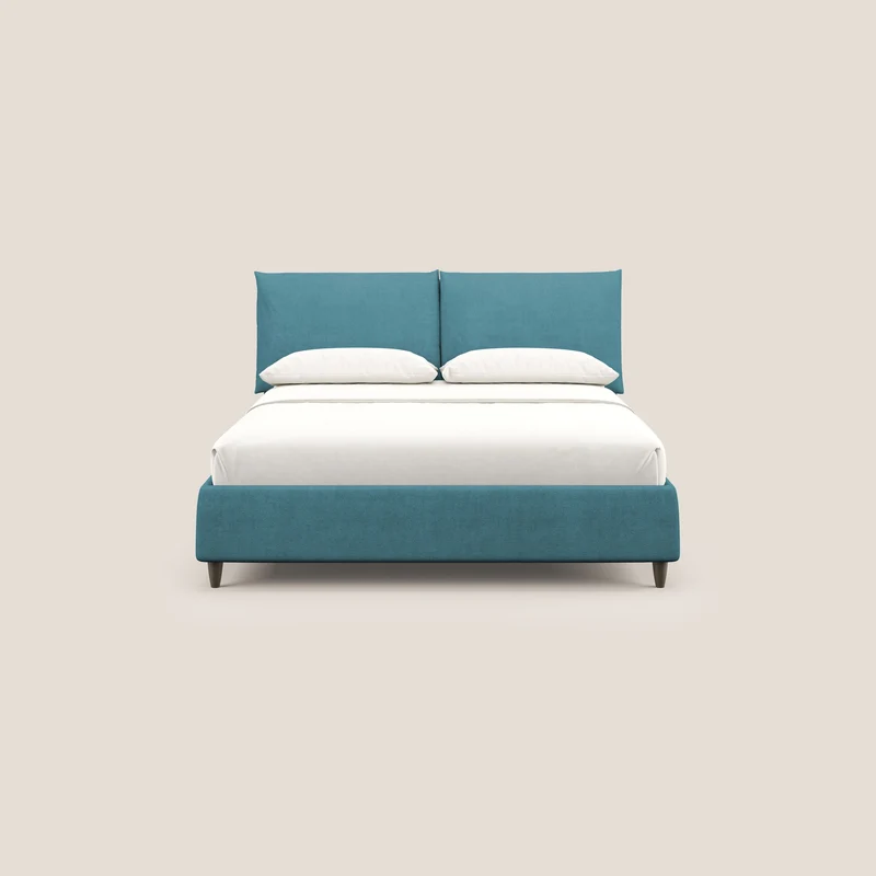Mariana lit coffre avec coussins en tissu imperméable T02 azur