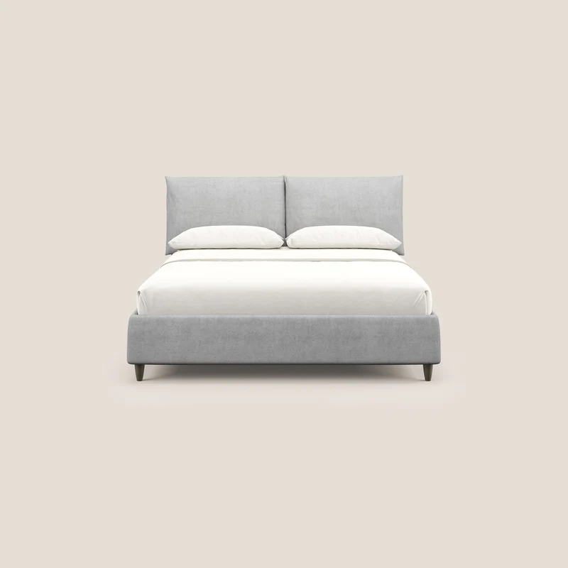 Mariana lit coffre avec coussins en tissu imperméable T02 gris clair