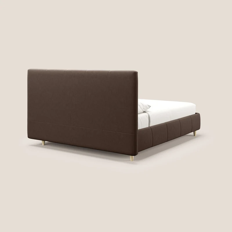 Laura lit avec coffre déhoussable en microfibre velours T09 marron