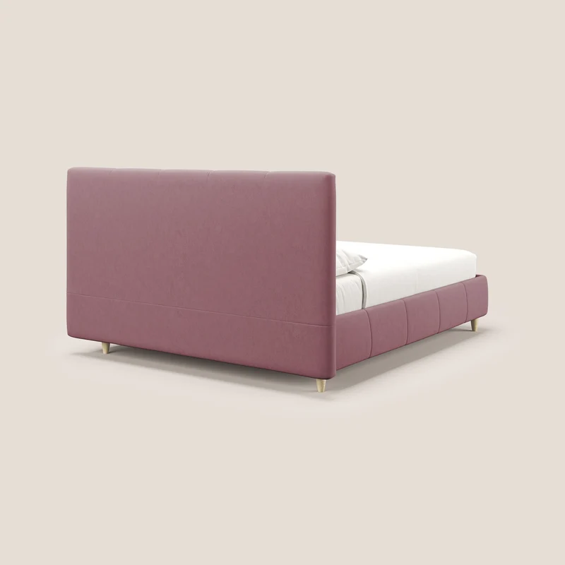 Laura lit avec coffre déhoussable en microfibre velours T09 saumon