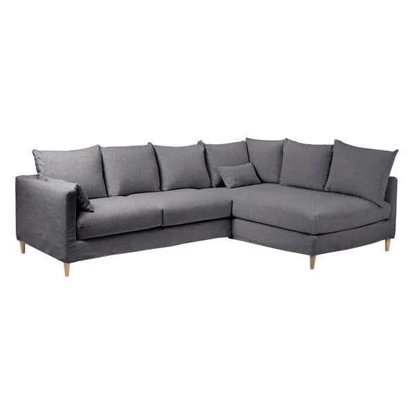 Canapé d'angle tissu recyclé anthracite - Angle droite