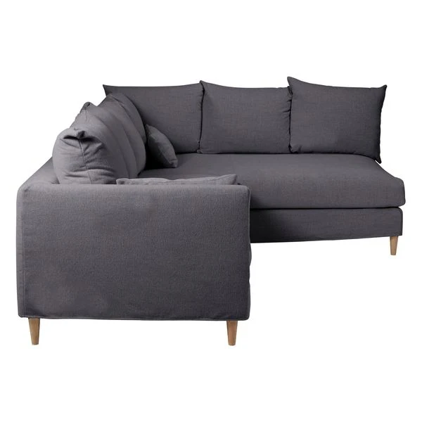 Canapé d'angle tissu recyclé anthracite - Angle droite