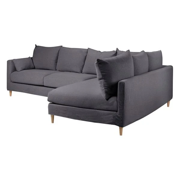 Canapé d'angle tissu recyclé anthracite - Angle droite