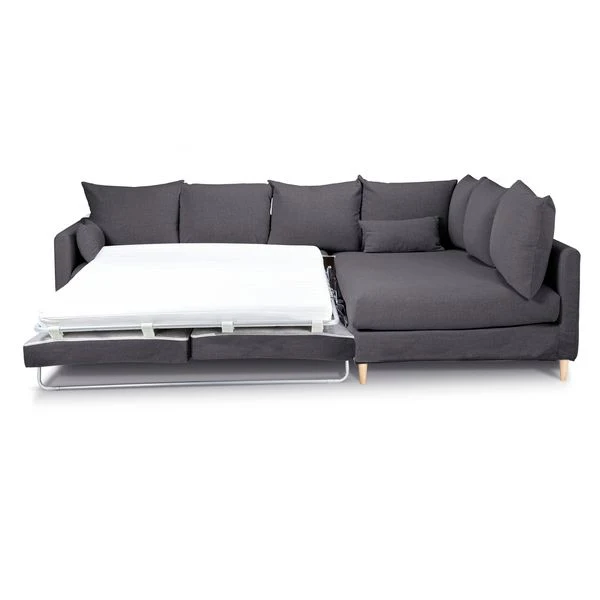 Canapé d'angle tissu recyclé anthracite - Angle droite
