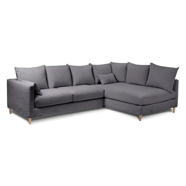 Canapé d'angle tissu recyclé anthracite - Angle droite