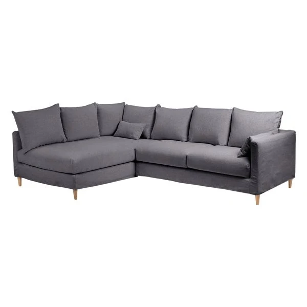 Canapé d'angle tissu recyclé anthracite - Angle gauche