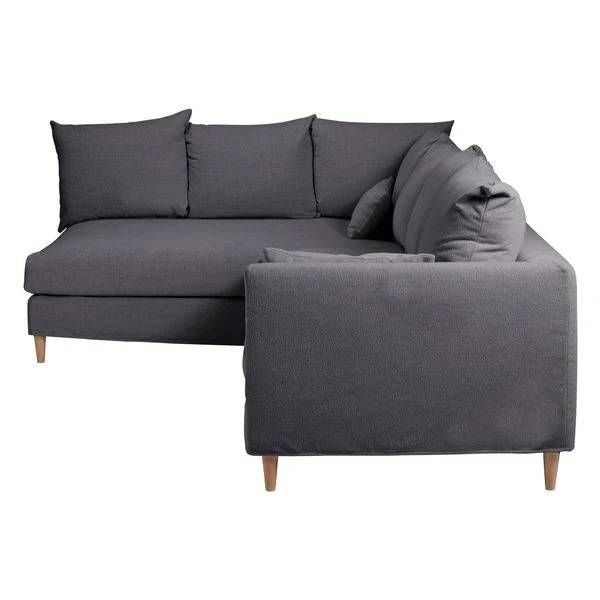 Canapé d'angle tissu recyclé anthracite - Angle gauche