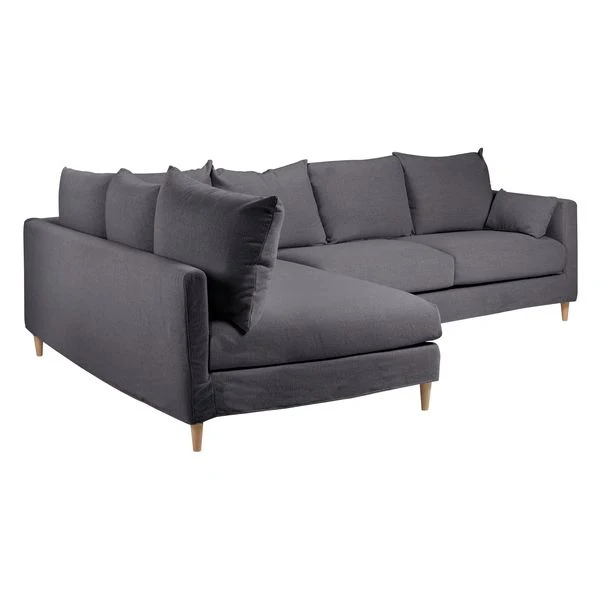 Canapé d'angle tissu recyclé anthracite - Angle gauche