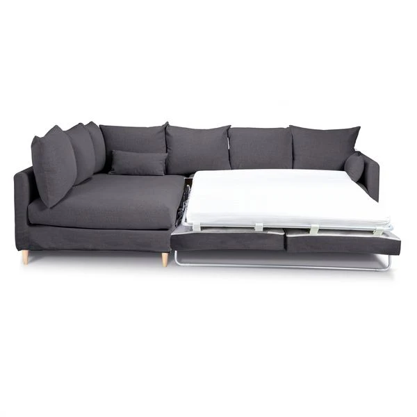 Canapé d'angle tissu recyclé anthracite - Angle gauche