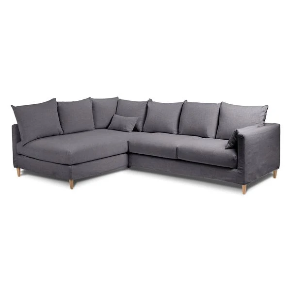 Canapé d'angle tissu recyclé anthracite - Angle gauche