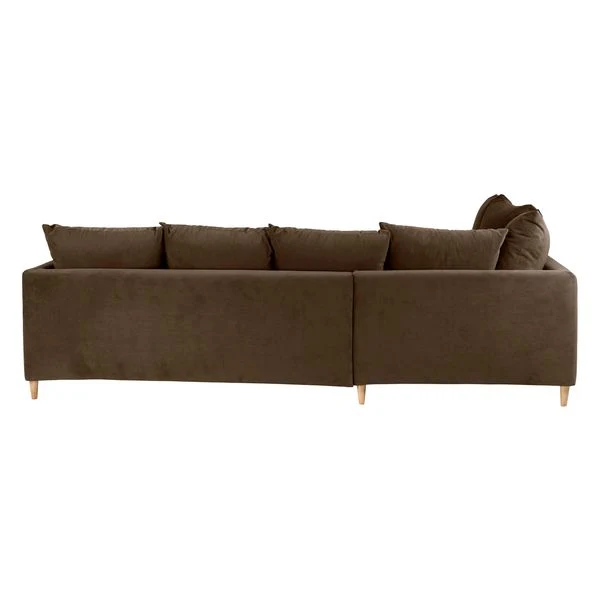 Canapé d'angle convertible velours taupe - Angle gauche