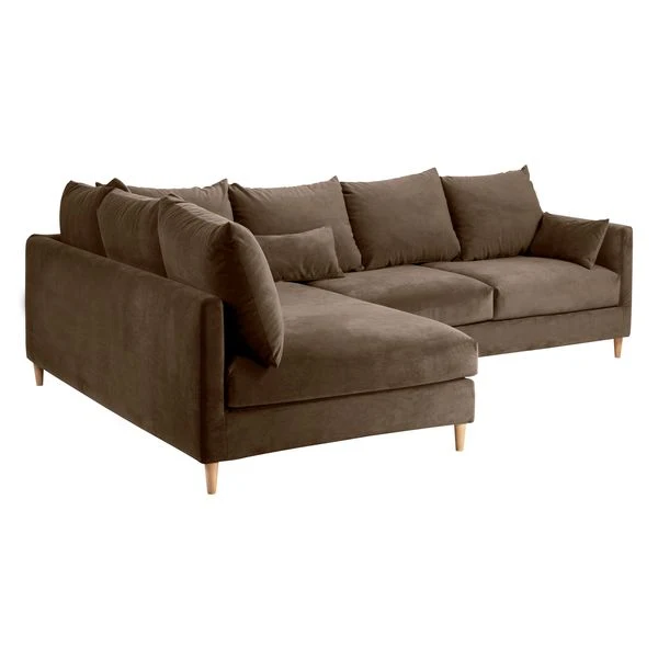 Canapé d'angle velours taupe - Angle gauche