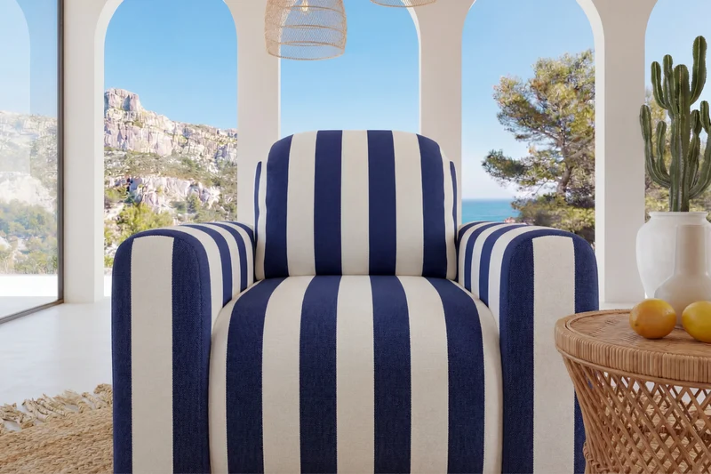 ELVIS Fauteuil - Tissu rayé