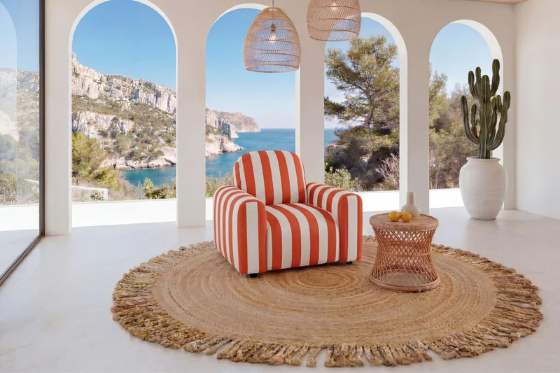 ELVIS Fauteuil - Tissu rayé
