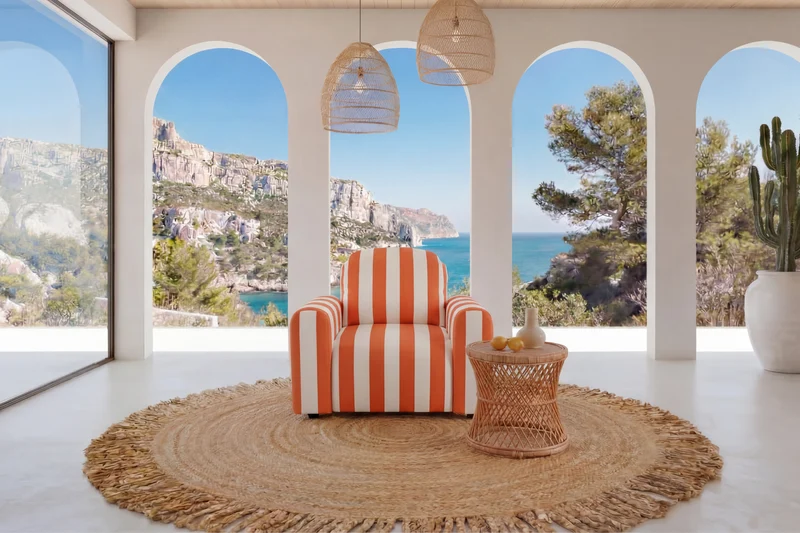 ELVIS Fauteuil - Tissu rayé