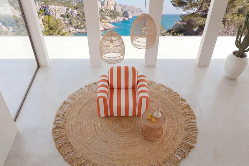 ELVIS Fauteuil - Tissu rayé