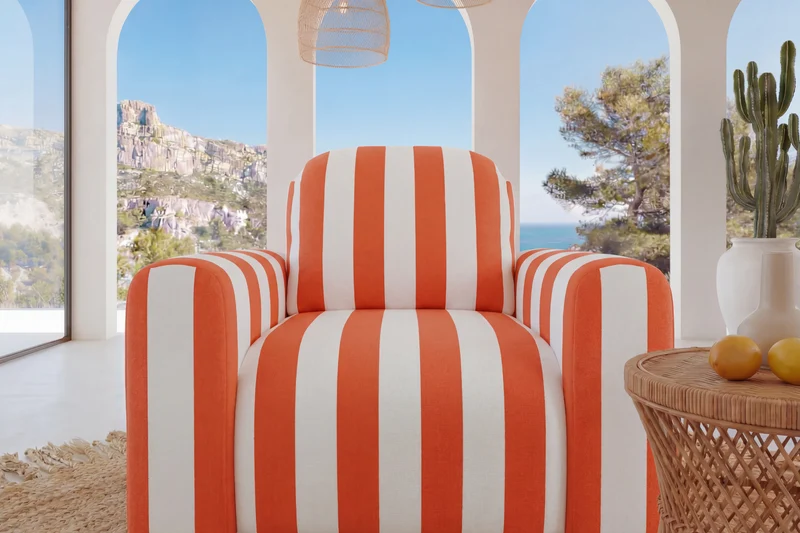 ELVIS Fauteuil - Tissu rayé