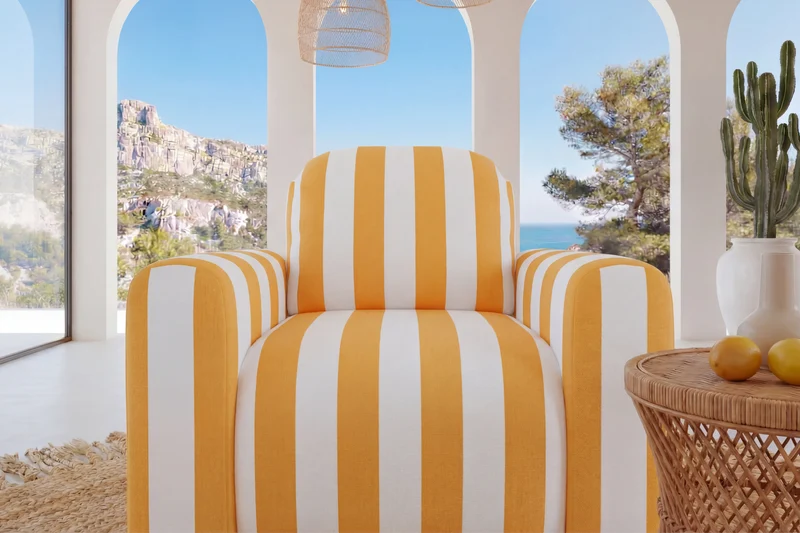 ELVIS Fauteuil - Tissu rayé