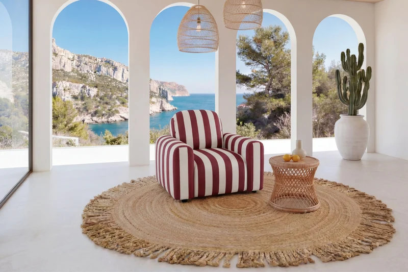 ELVIS Fauteuil - Tissu rayé
