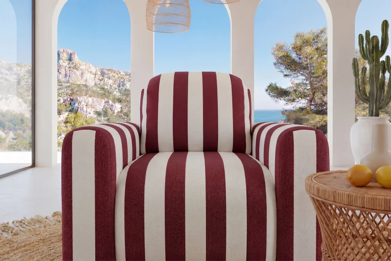 ELVIS Fauteuil - Tissu rayé