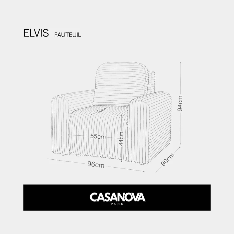 ELVIS Fauteuil - Tissu rayé
