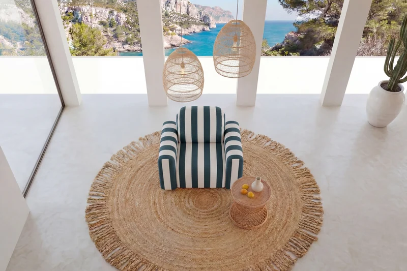 ELVIS Fauteuil - Tissu rayé