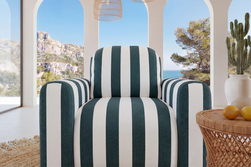 ELVIS Fauteuil - Tissu rayé