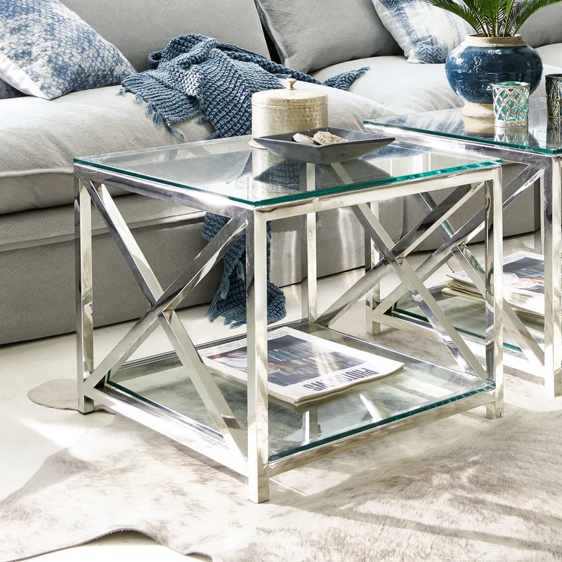 Table d'appoint LOBERON Stamford en métal argenté