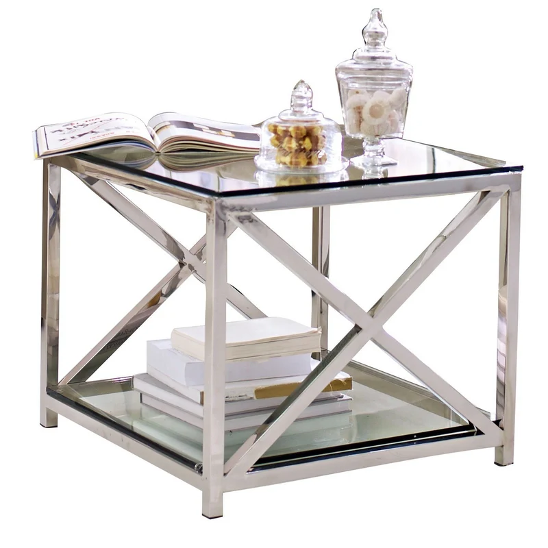 Table d'appoint LOBERON Stamford en métal argenté
