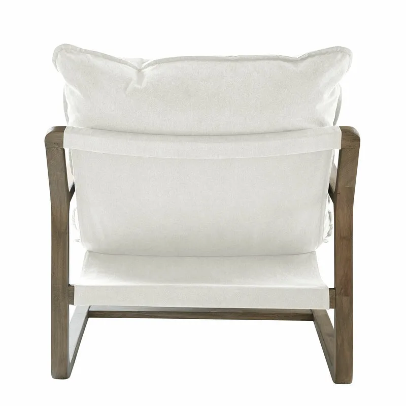 Fauteuil LOBERON Jowna en bois de chêne et tissu crème