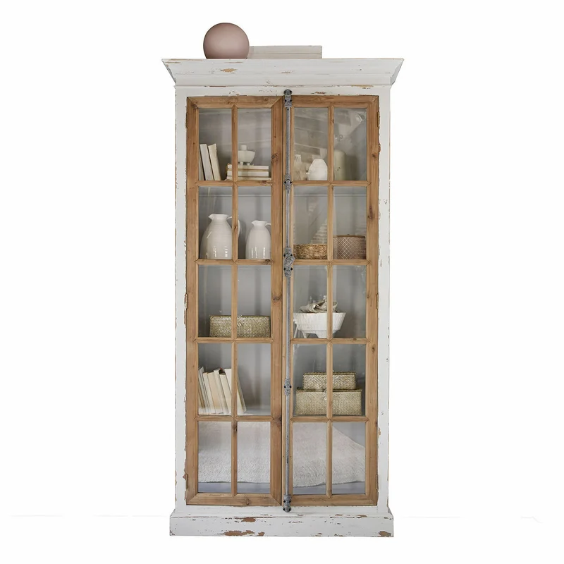 Vitrine Philippe 2 portes bois gris vieilli Loberon