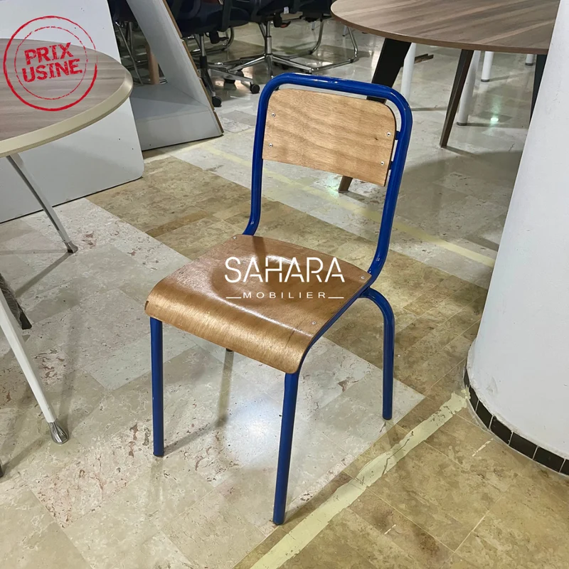 Chaise semi métallique grand modèle Dossier carré A0518