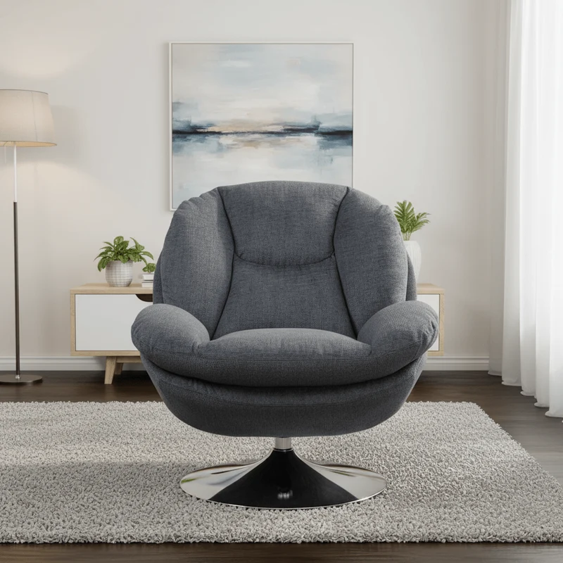 BOULE - Fauteuil cabriolet pivotant - Velours - pied métal chromé ou noir