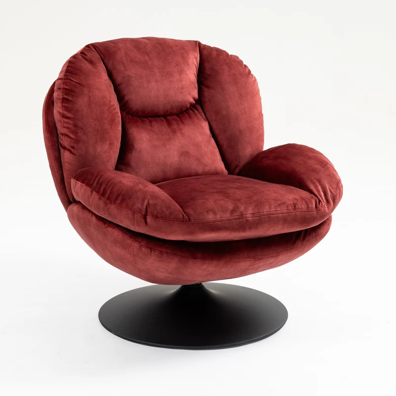 BOULE - Fauteuil cabriolet pivotant - Velours - pied métal chromé ou noir