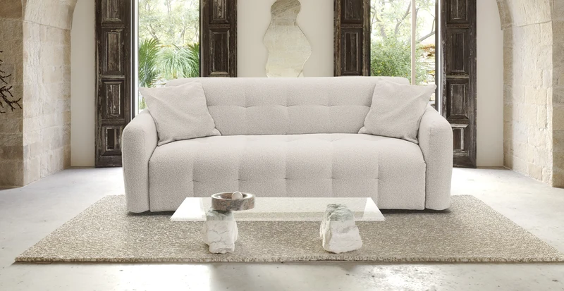 AURON - Canapé convertible 4 places - Tissu bouclette