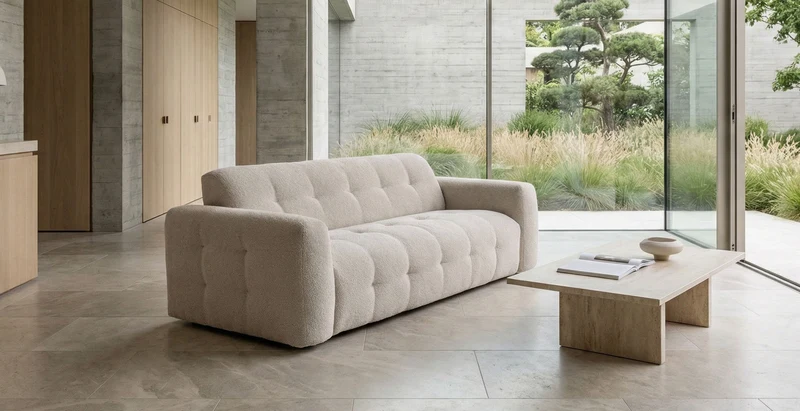 AURON - Canapé convertible 3 places - Tissu bouclette