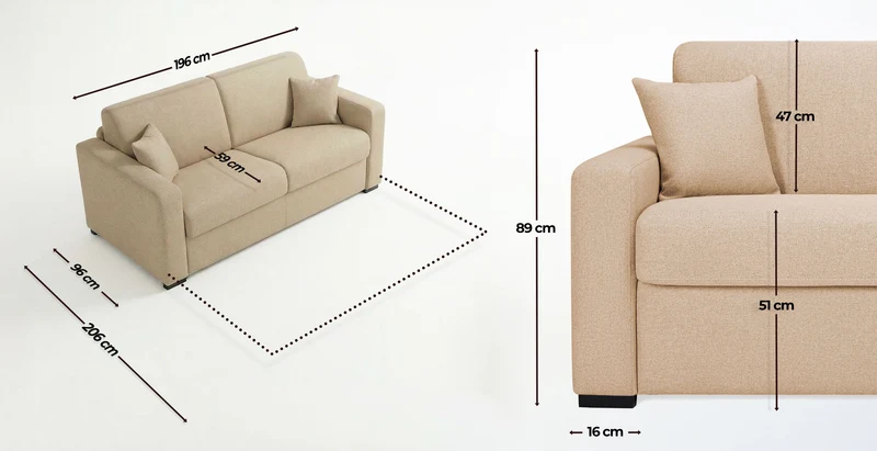 VERONE - Canapé convertible 3 places - Tweed