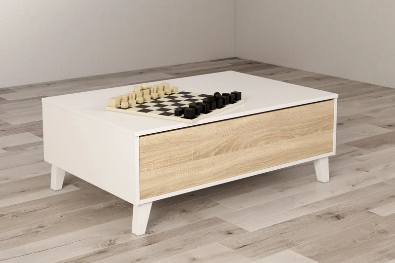 Table basse relevable scandinave avec rangements REGAL