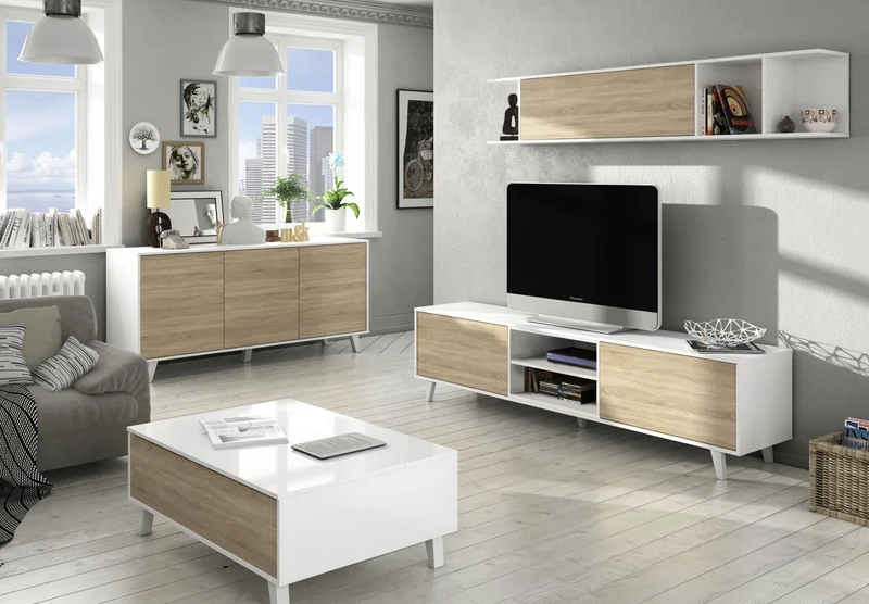 Table basse relevable scandinave avec rangements REGAL
