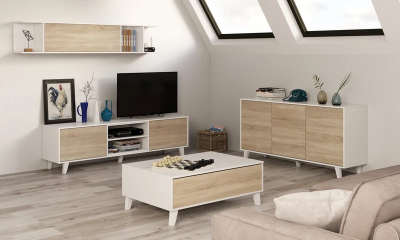 Table basse relevable scandinave avec rangements REGAL