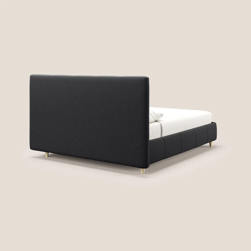 Laura lit avec coffre déhoussable en microfibre velours T09 anthracite