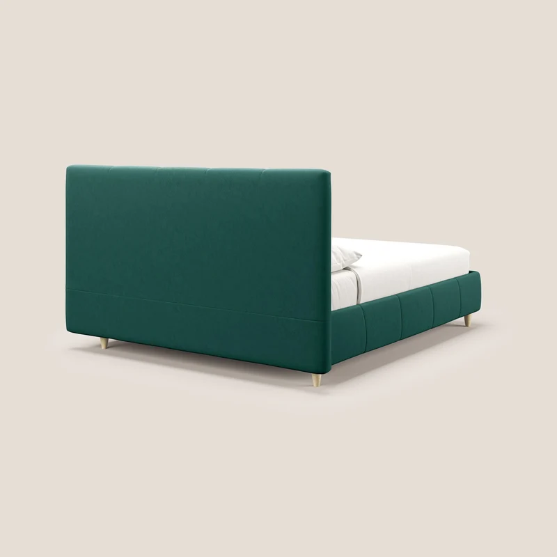 Laura lit avec coffre déhoussable en microfibre velours T09 vert