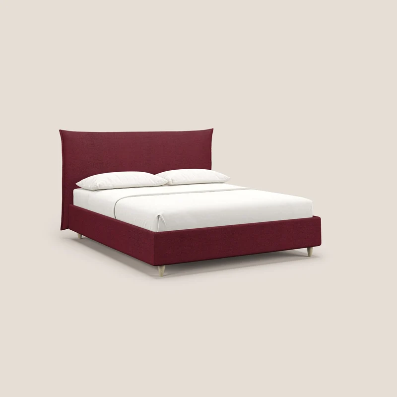 Audrey lit rembourré avec coffre déhoussable en tissu flammé imperméable T03 rouge