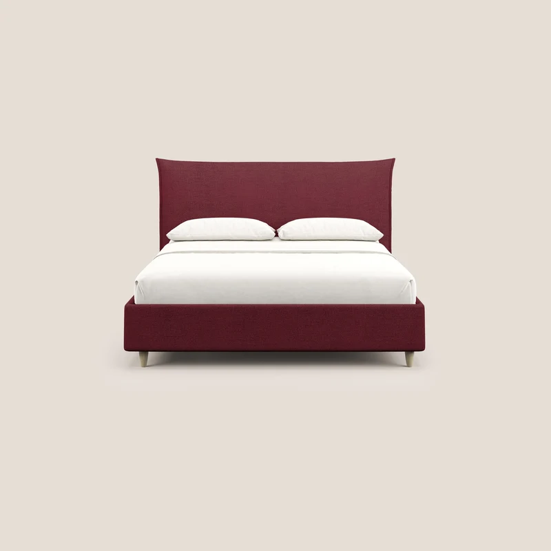 Audrey lit rembourré avec coffre déhoussable en tissu flammé imperméable T03 rouge