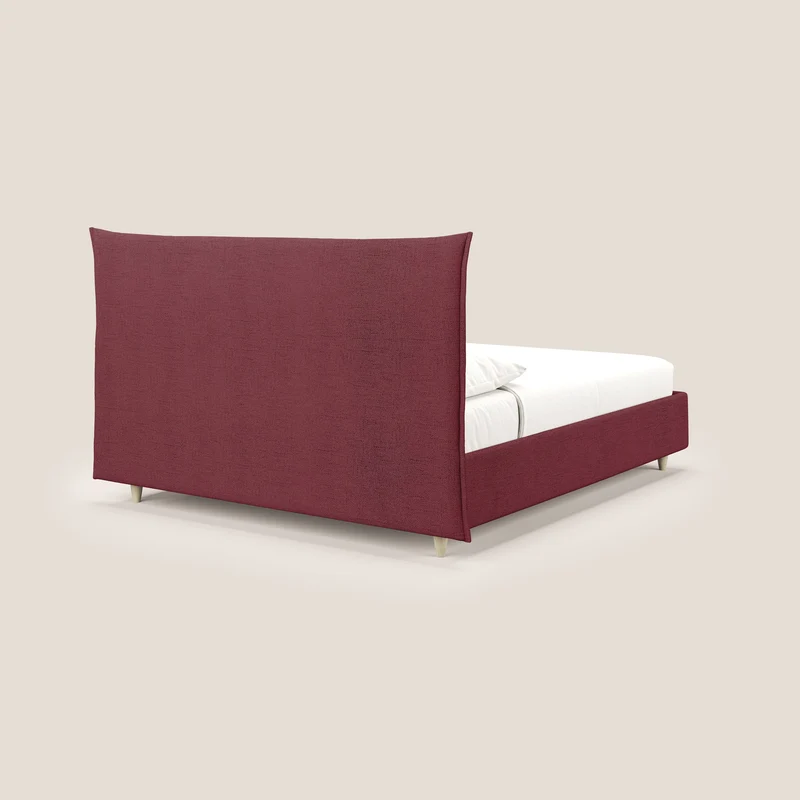 Audrey lit rembourré avec coffre déhoussable en tissu flammé imperméable T03 rouge