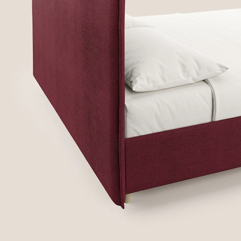Audrey lit rembourré avec coffre déhoussable en tissu flammé imperméable T03 rouge