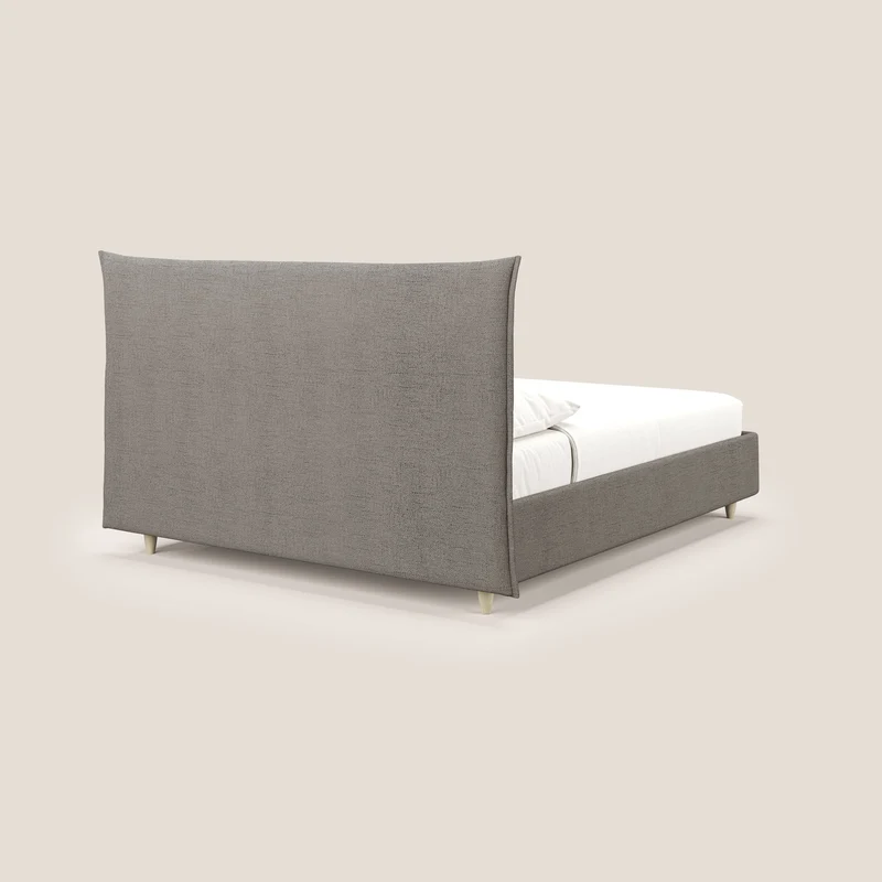 Audrey lit rembourré avec coffre déhoussable en tissu flammé imperméable T03 taupe