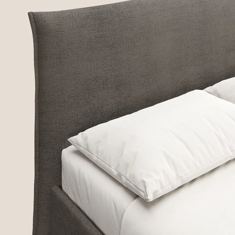Audrey lit rembourré avec coffre déhoussable en tissu flammé imperméable T03 taupe