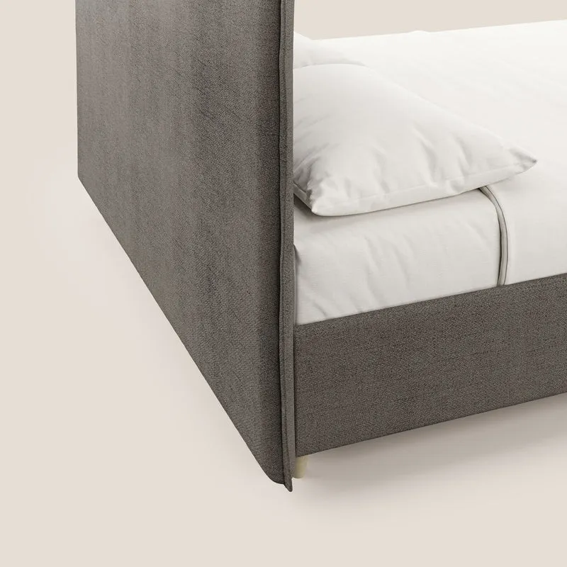 Audrey lit rembourré avec coffre déhoussable en tissu flammé imperméable T03 taupe